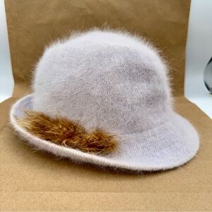 Vintage Angora Blend Cloche Hat Icy Blue Y2K Coquette Balletcore Women’s
